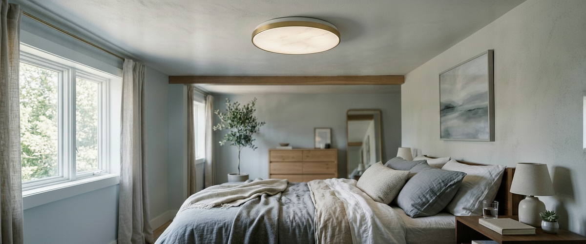 Bedroom Flush Mount Lighting: How to Get the Disc Right Above the Bed - bedroom flush mount