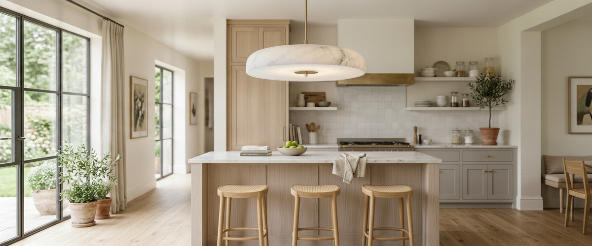 The Gong Alabaster Pendant Light: Why a Shallow Disc Beats a Globe - gong alabaster pendant light