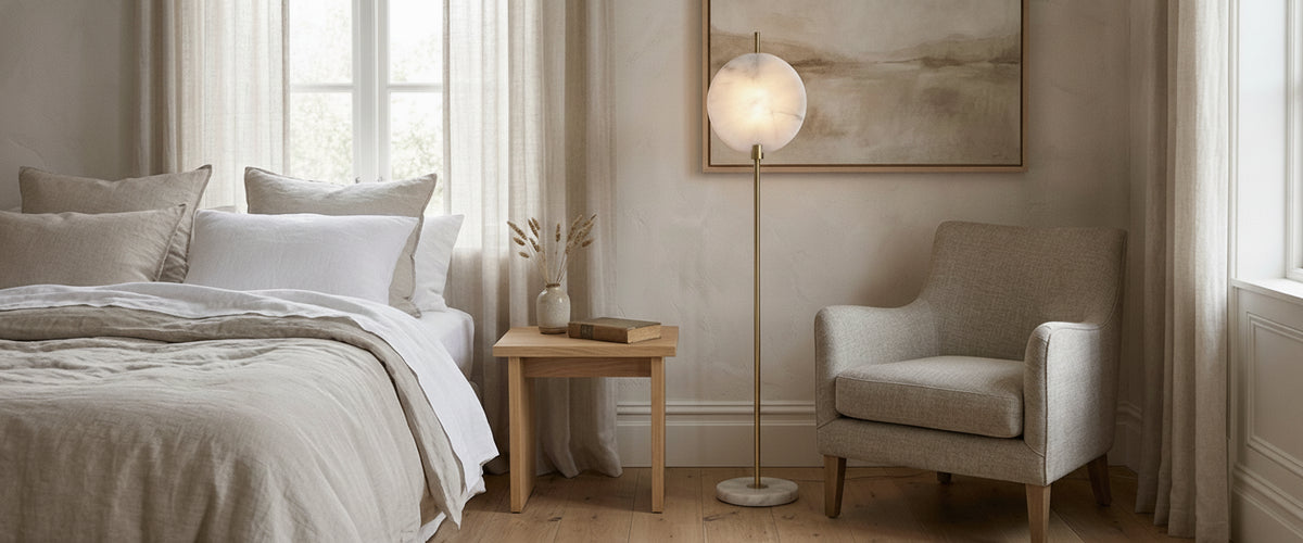 Gold Floor Lamp Bedroom Ideas: Getting the Finish, Placement and Scale Right - gold floor lamp bedroom