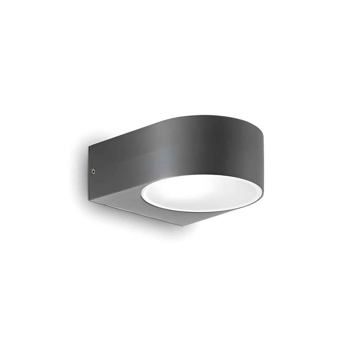 Introducing the Jupiter Outdoor Wall Light in Anthracite, featuring a modern design with a sleek circular frame and a white glowing interior, expertly crafted for durable outdoor lighting.