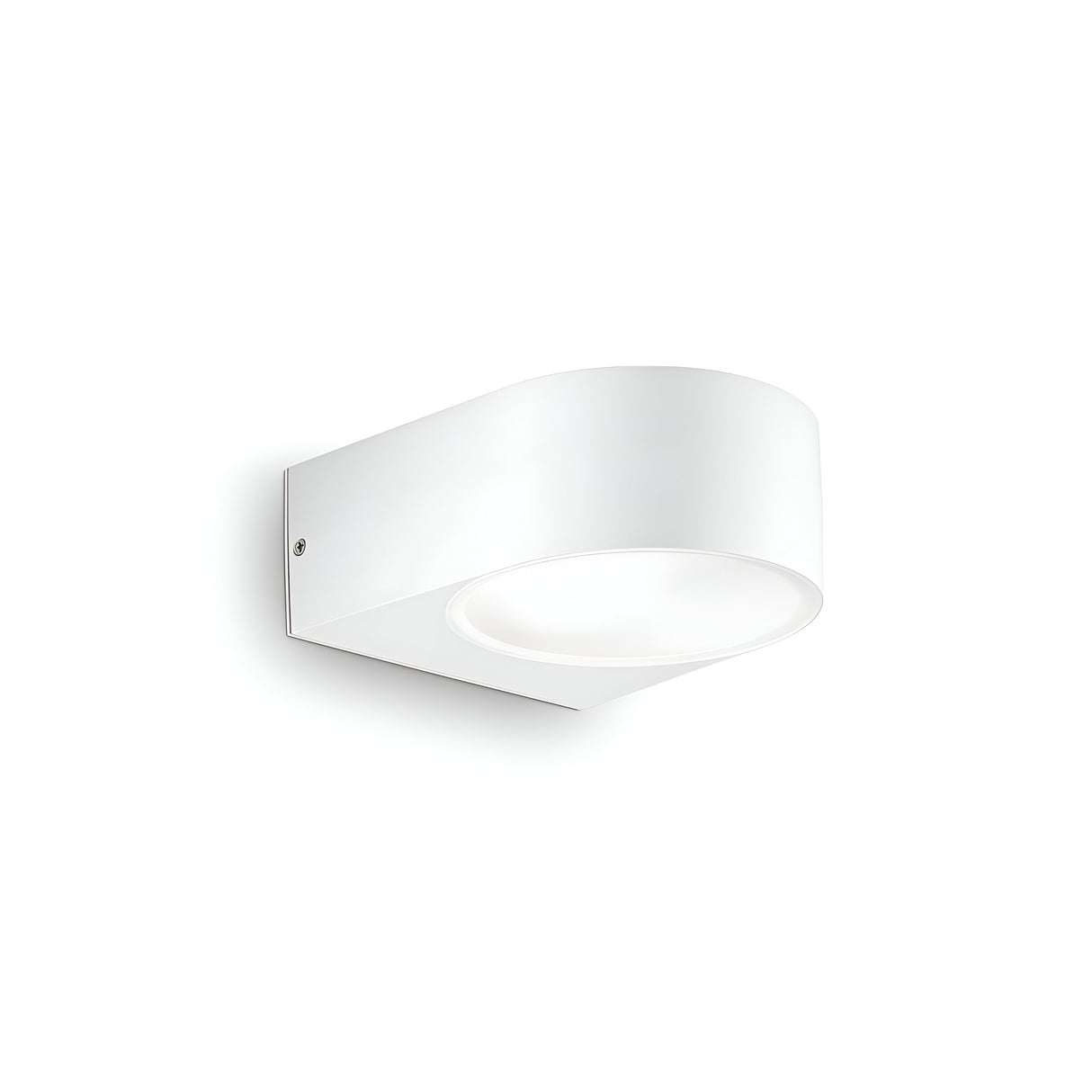 The Jupiter Outdoor Wall Light - White is designed with a minimalist, curved style and crafted from powder-coated die-cast aluminium. When mounted on a clean white wall, its recessed light source enhances the sleek and contemporary look of modern outdoor lighting.