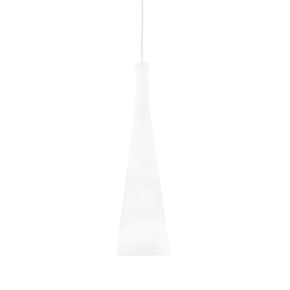 The Albedo 1 Light Pendant - White, with its minimalistic cone shape and elegant white cord, is a perfect embodiment of minimalist design, effortlessly enhancing Scandinavian-inspired interiors against a plain white background.