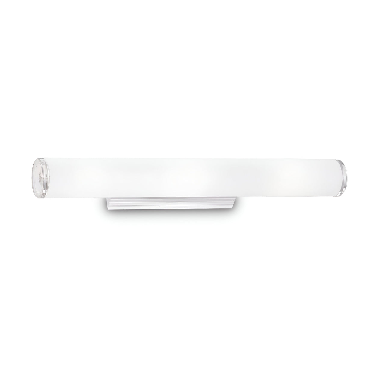 The Camerino 4 Light Wall Light - White is a contemporary tubular LED sconce with a frosted white finish on an aluminum frame. It includes dimmable functionality, providing soft, diffused light suitable for any environment.