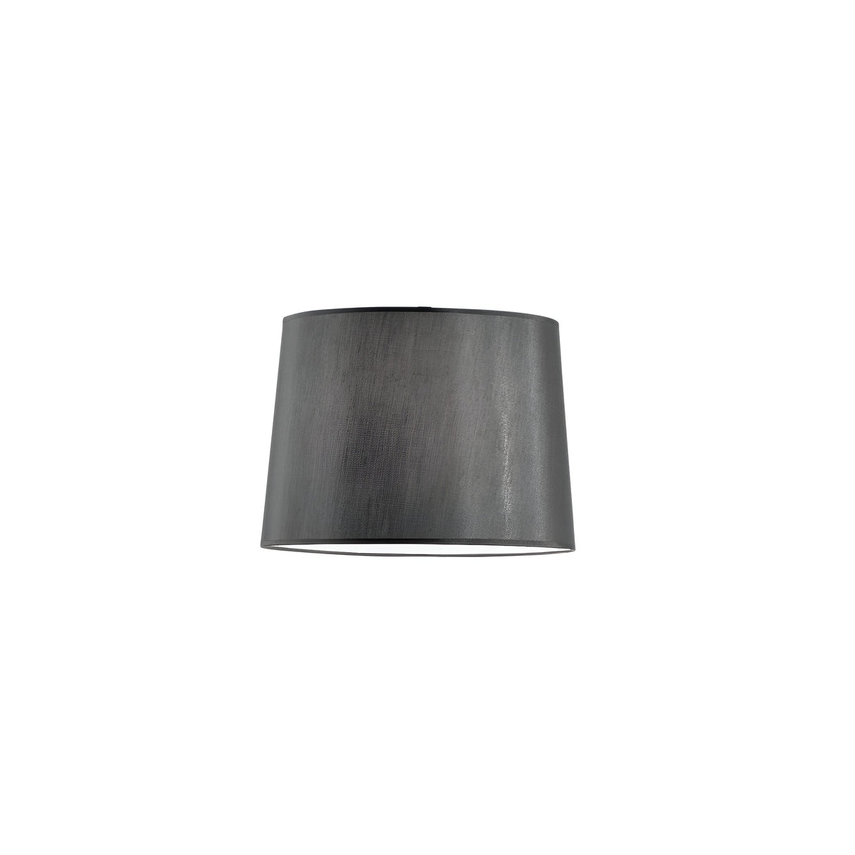 The Lucidia Lampshade - Black, featuring a sleek cylindrical design, conveys a contemporary aesthetic as it is tastefully centered against a white background.