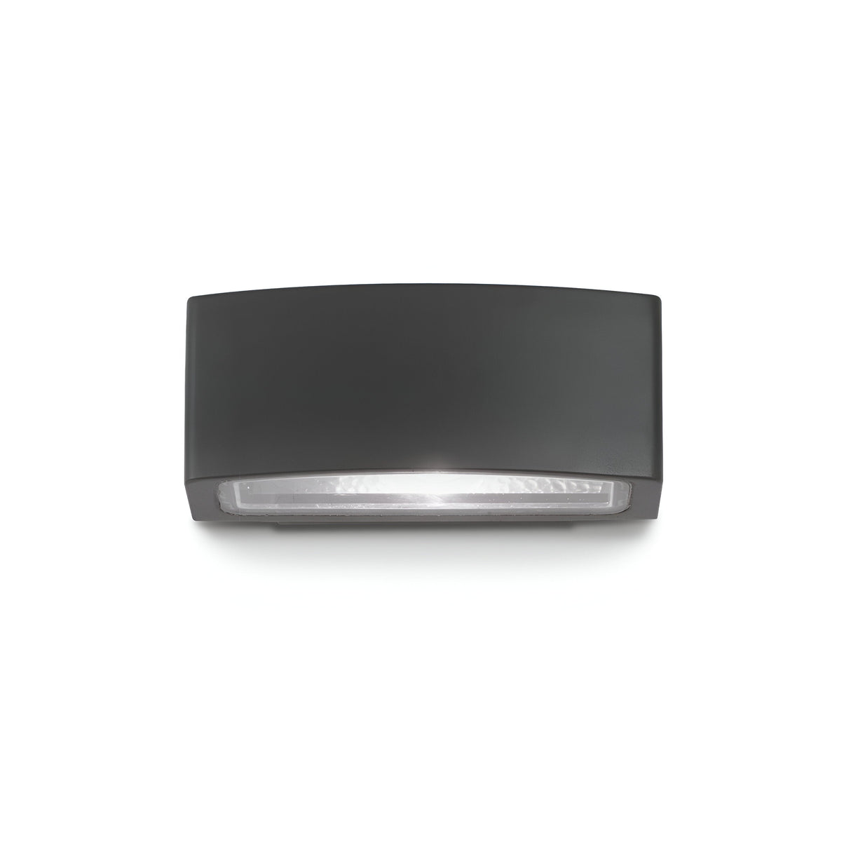 The Lunar Outdoor Wall Light - Black features a sleek and stylish design with a clear front panel and a robust black finish. Its IP55 rating guarantees dependable weather protection, making it ideal for outdoor use. Displayed against a plain white background, this rectangular wall light enhances any outdoor space.