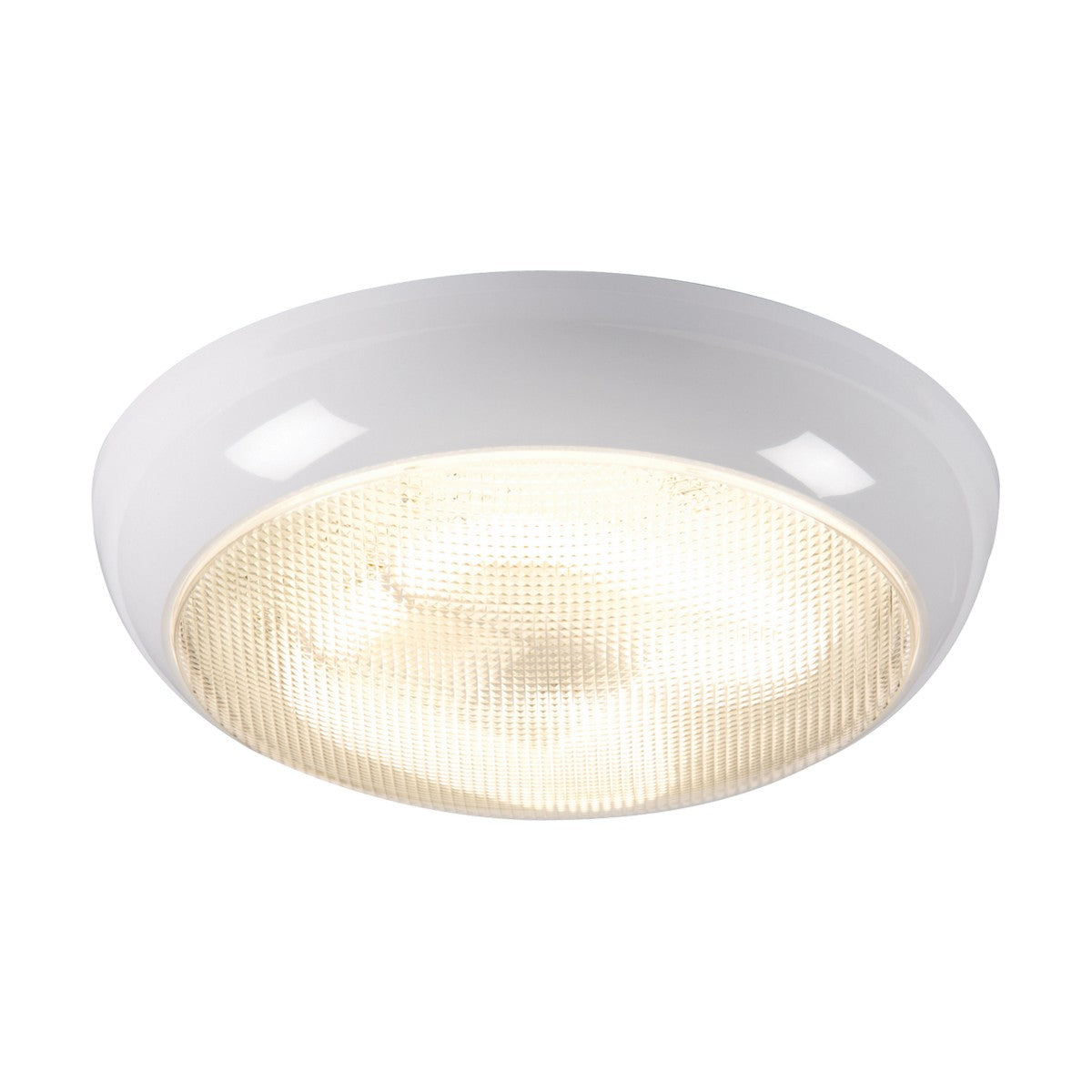 IP44 38W HF Polo Bulkhead with Prismatic Diffuser and White Base