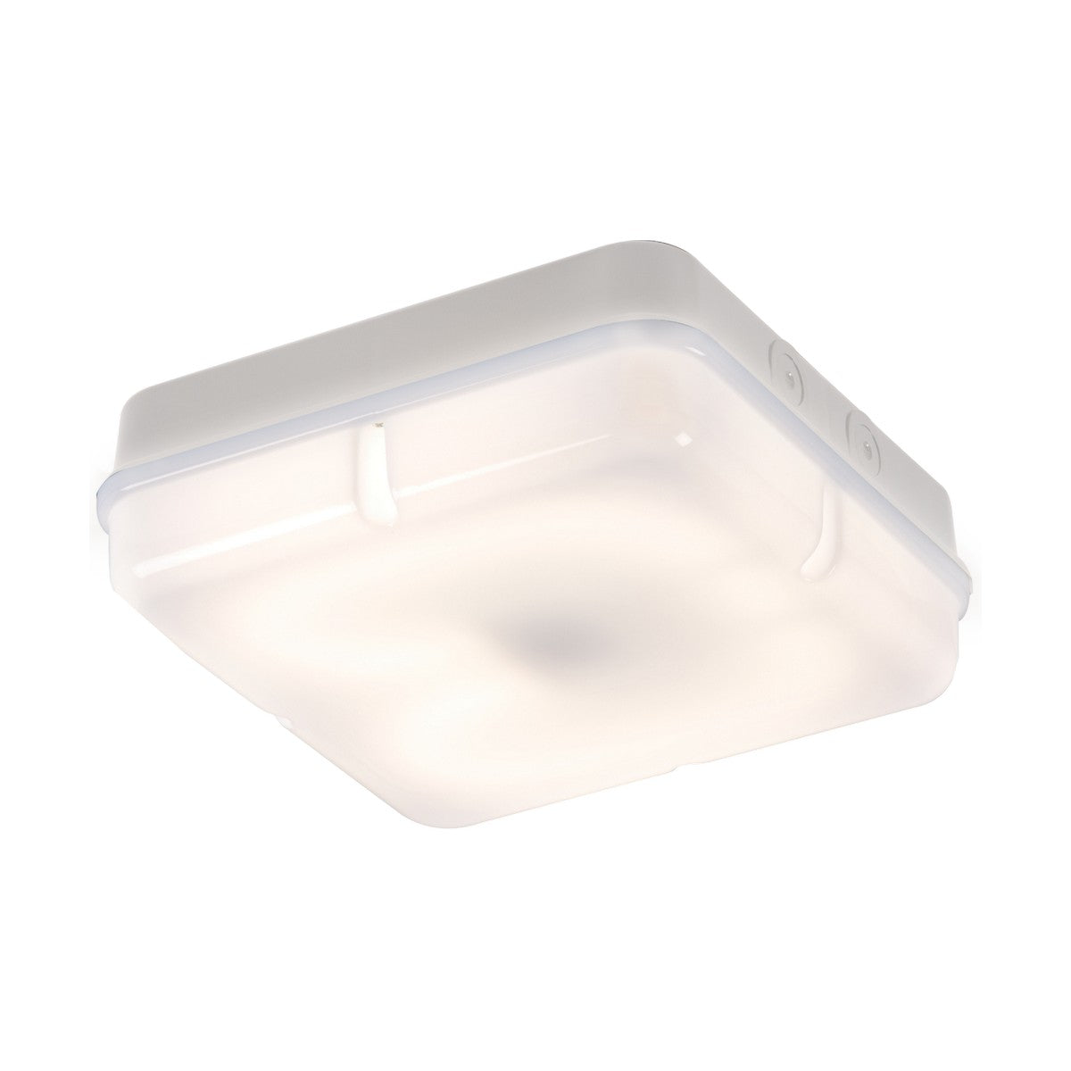 IP65 28W HF Square Emergency Bulkhead with Opal Diffuser and White Base