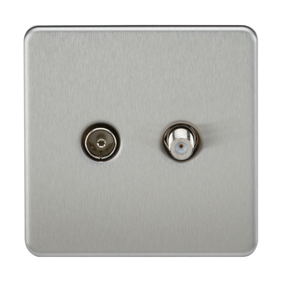 TV & SAT TV Outlet (Isolated) - Brushed Chrome