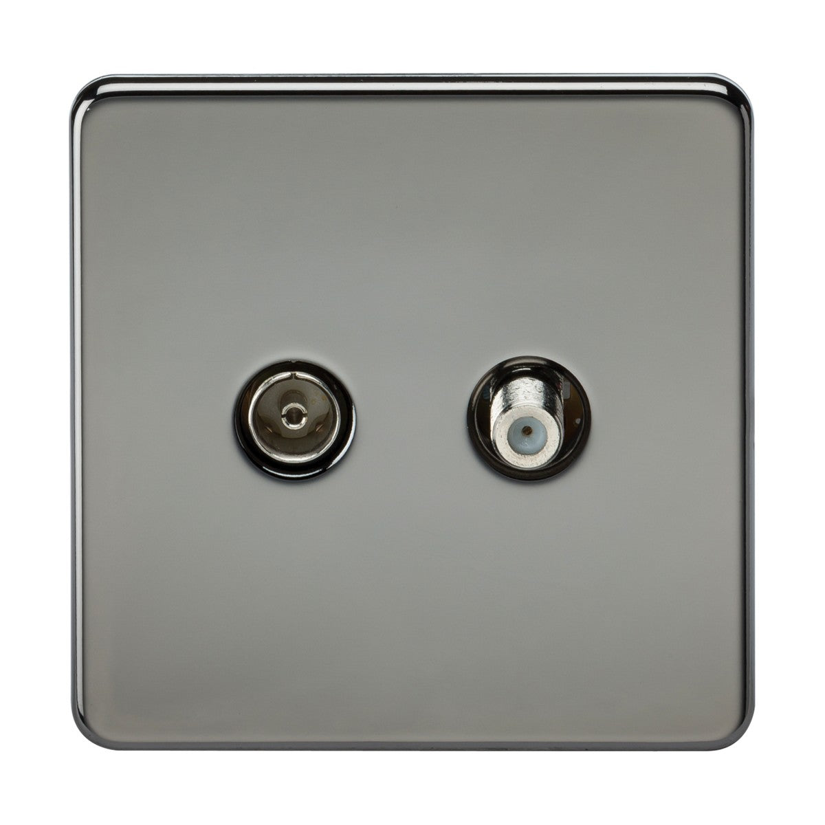 TV & SAT TV Outlet (Isolated) - Black Nickel