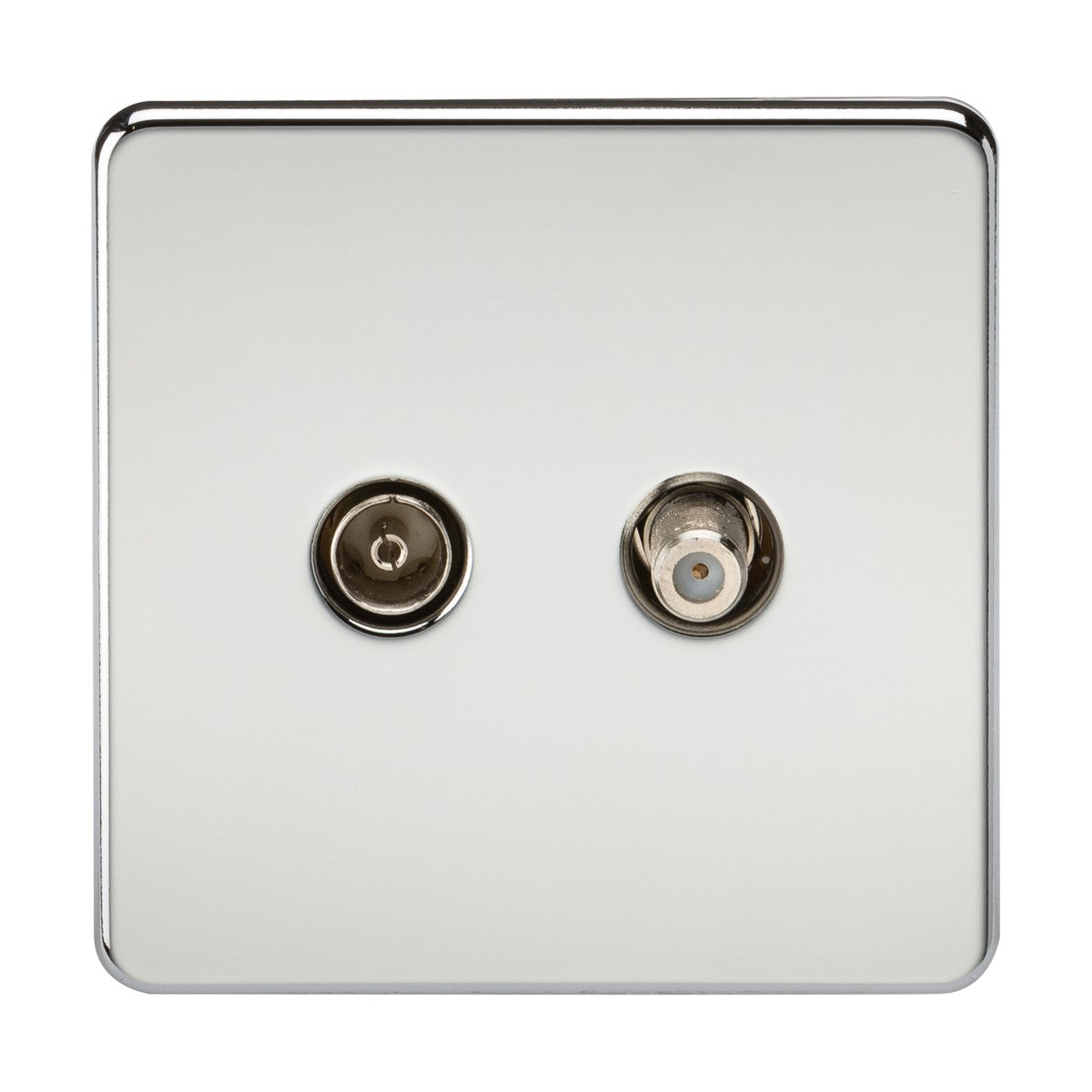 TV & SAT TV Outlet (Isolated) - Polished Chrome