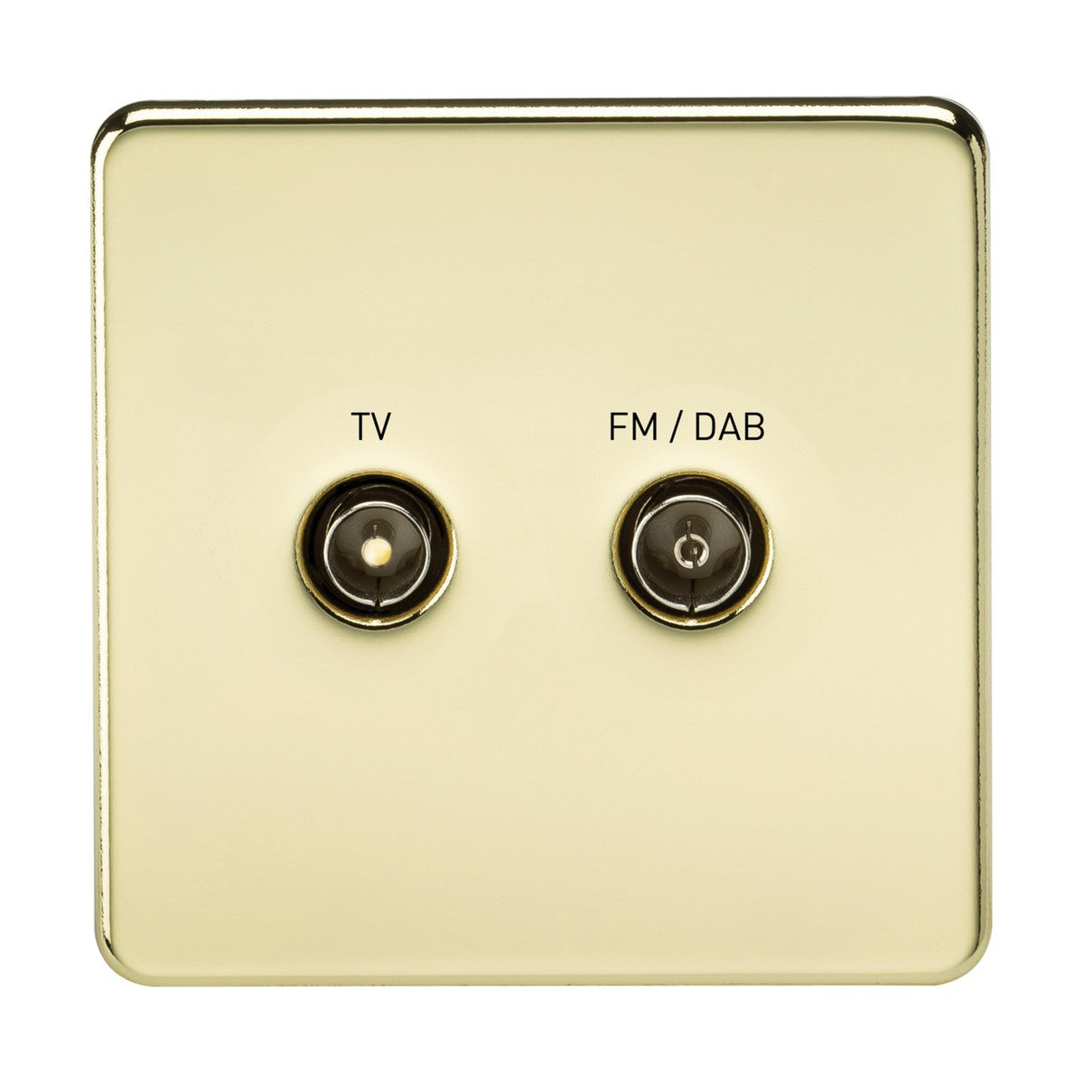 Screened Diplex Outlet (TV and FM DAB) - Polished Brass