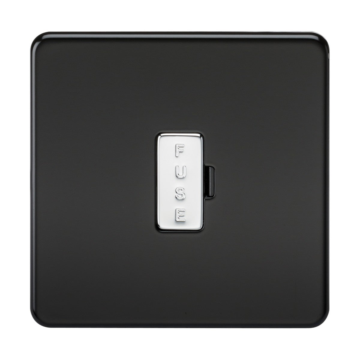 13A Fused Spur Unit - Matt Black with Chrome Fuse Cap