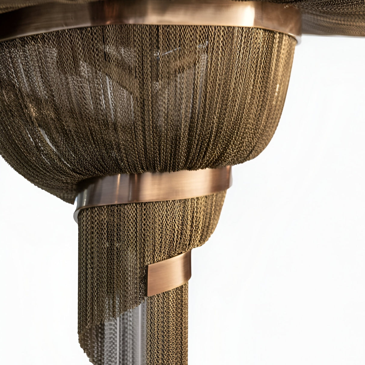 Stratiform 20 Light Metal Chain Veil Chandelier - Champagne