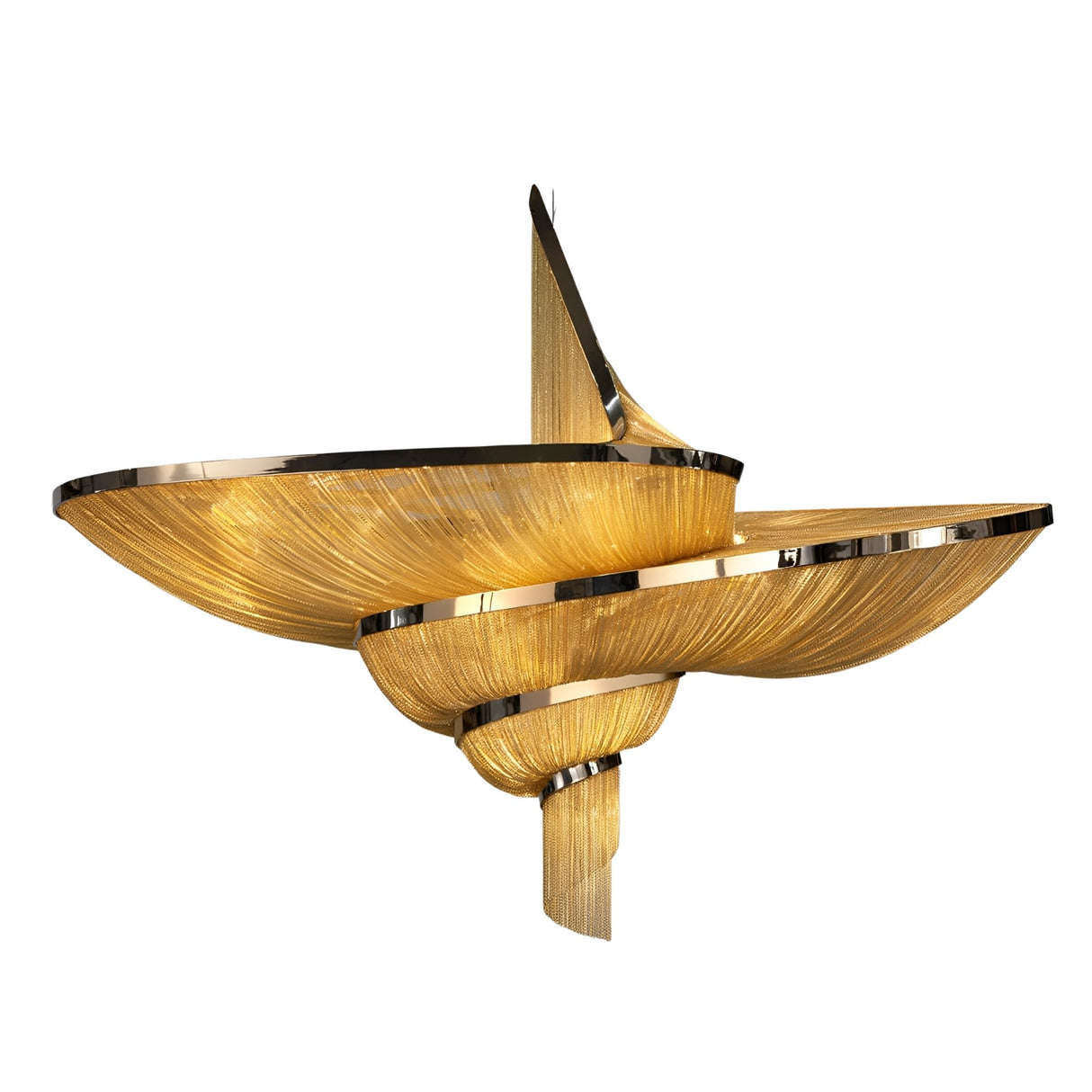 Stratiform 20 Light Metal Chain Veil Chandelier - Gold