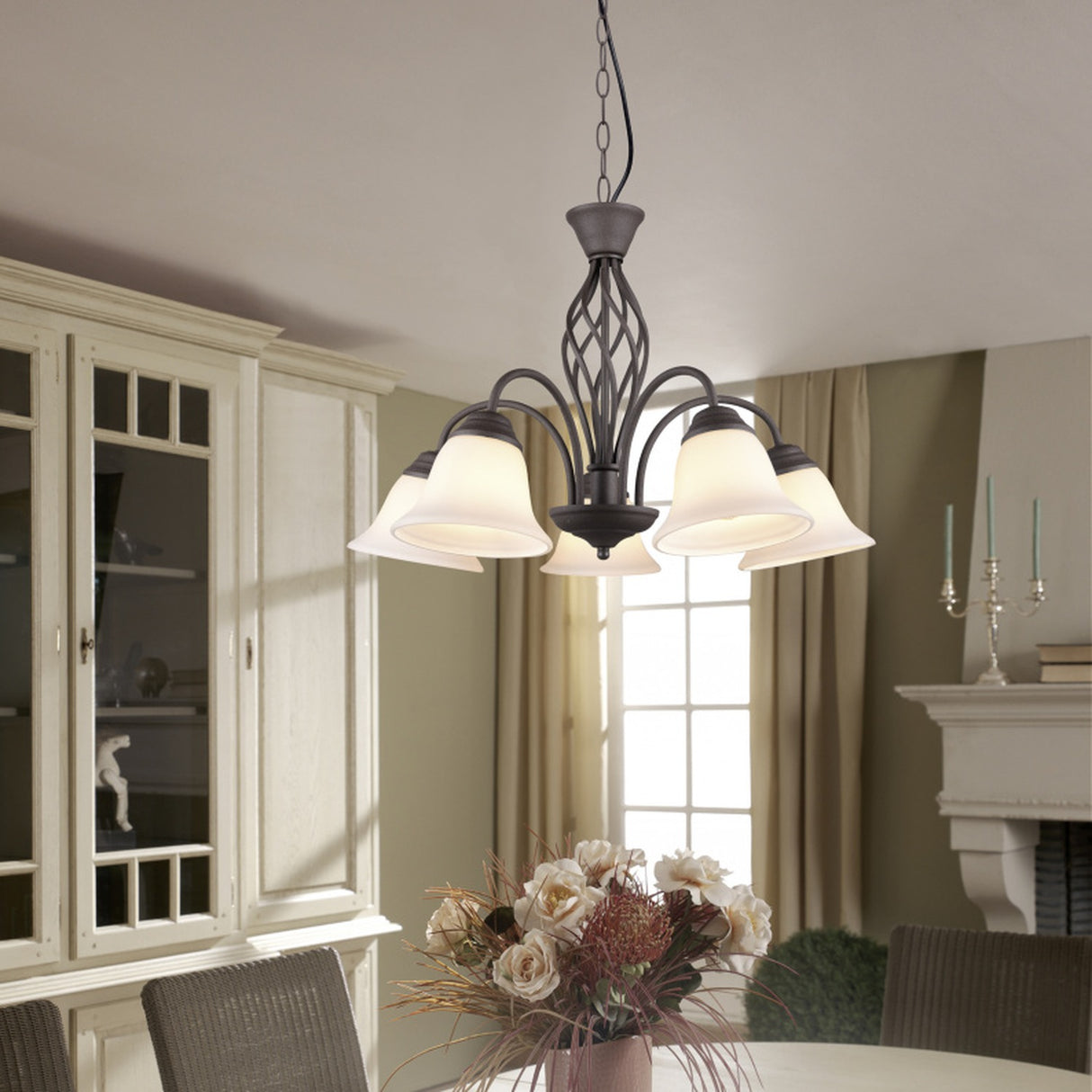 Rustica 5 Light Glass Chandelier – Rust