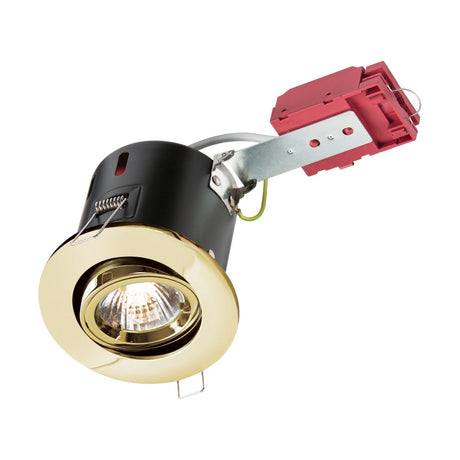 50W GU10 IC Fire-Rated Tilt Downlight Brass