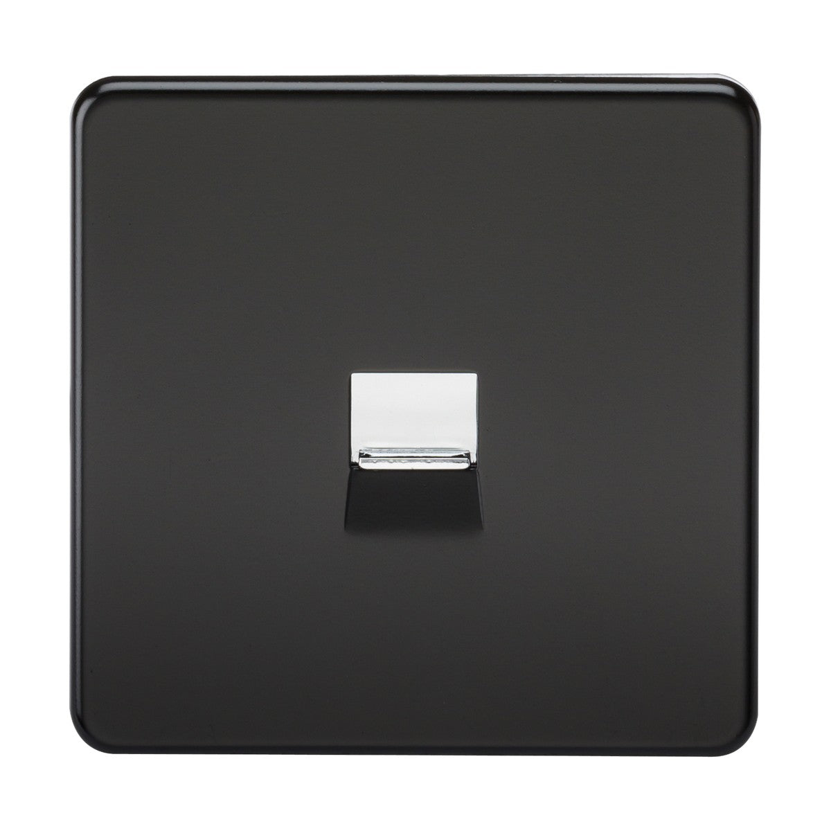 Telephone Master Socket -Matt Black with Chrome Shutter