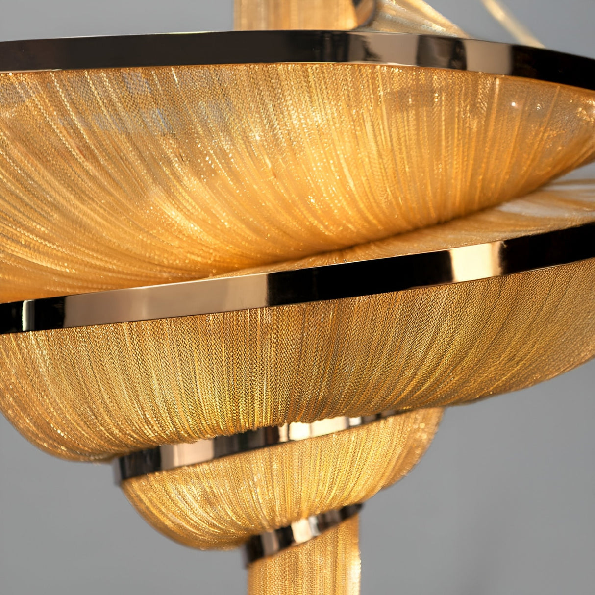 Stratiform 20 Light Metal Chain Veil Chandelier - Gold