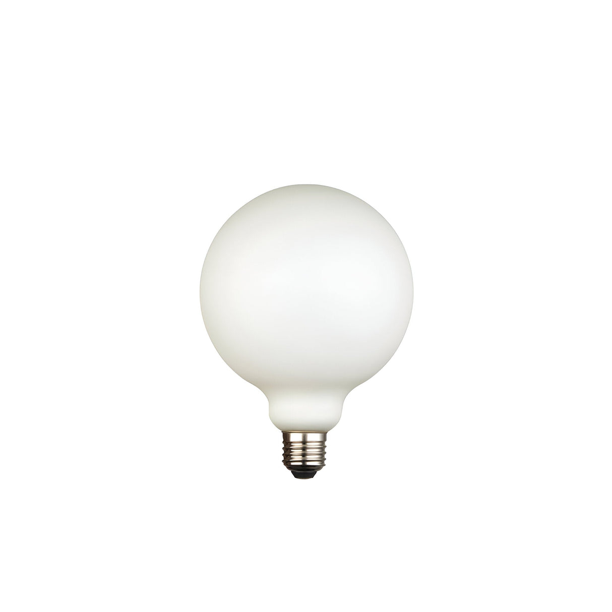 Endon 12W E27 LED filament bulb with large opal white globe and silver screw cap, shown on a plain white background.