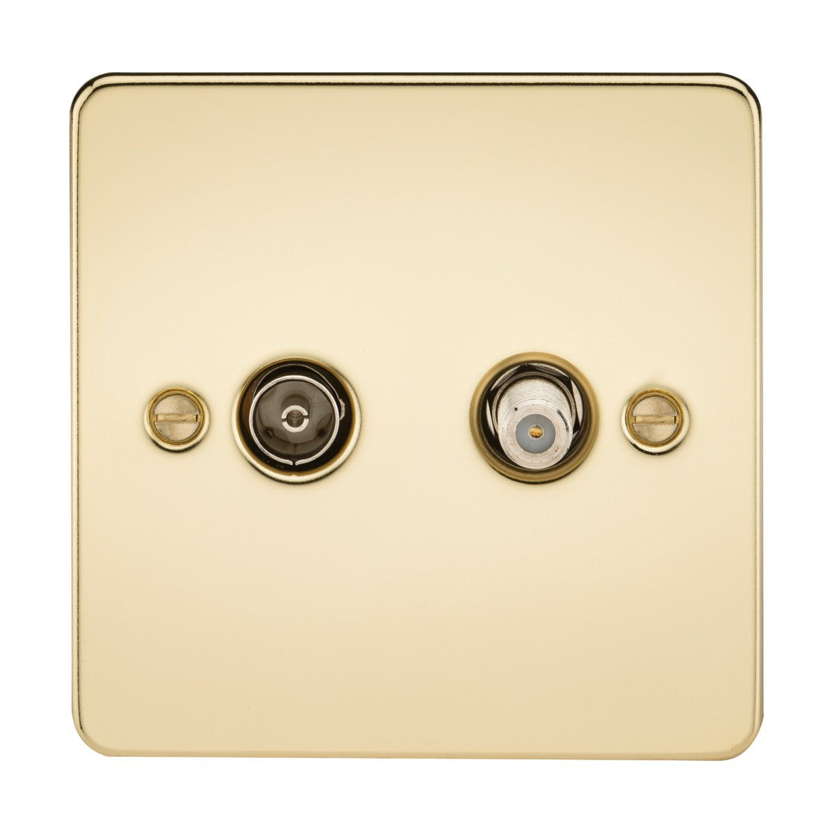 TV and SAT TV Outlet (isolated) - Polished Brass
