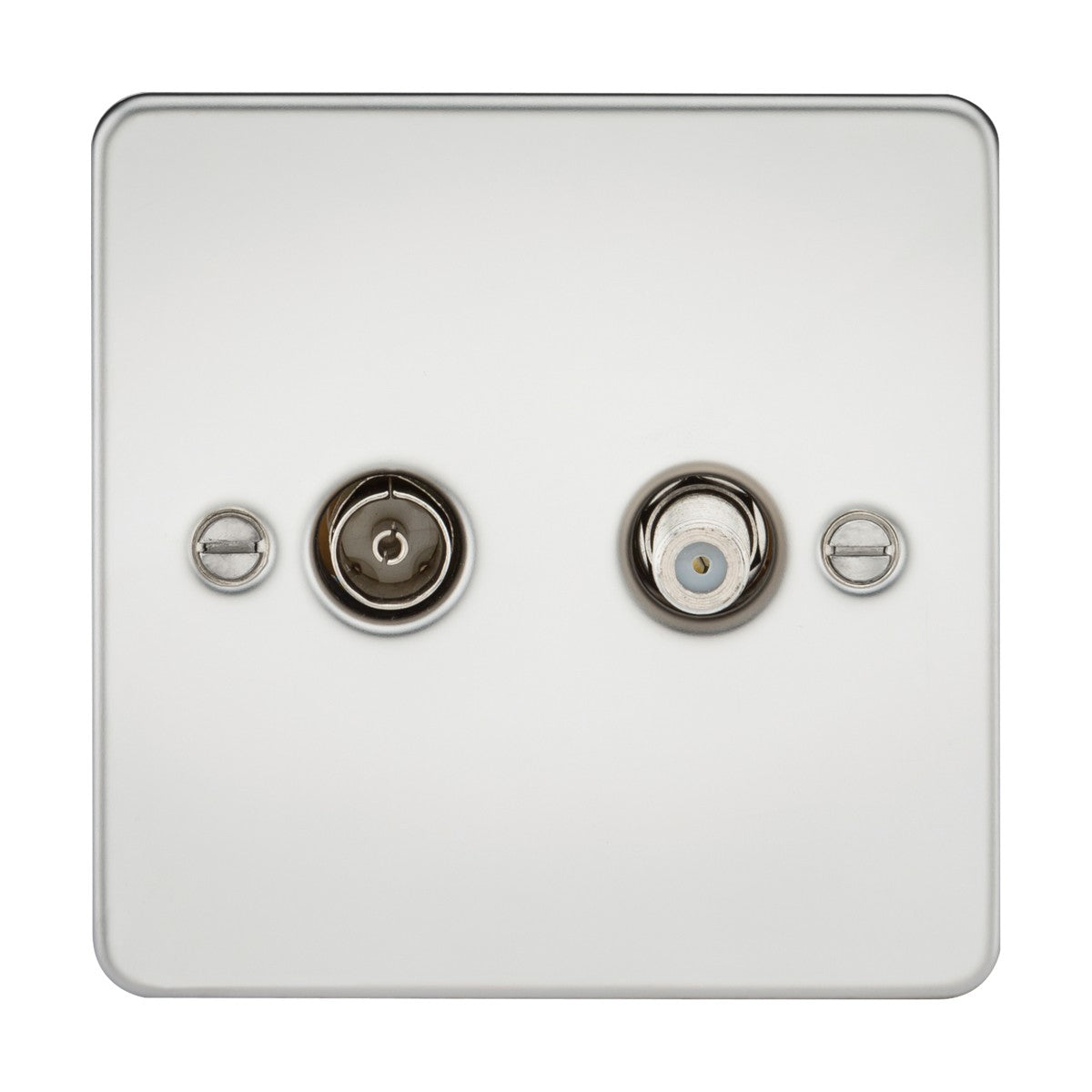 TV and SAT TV Outlet (isolated) - Polished Chrome