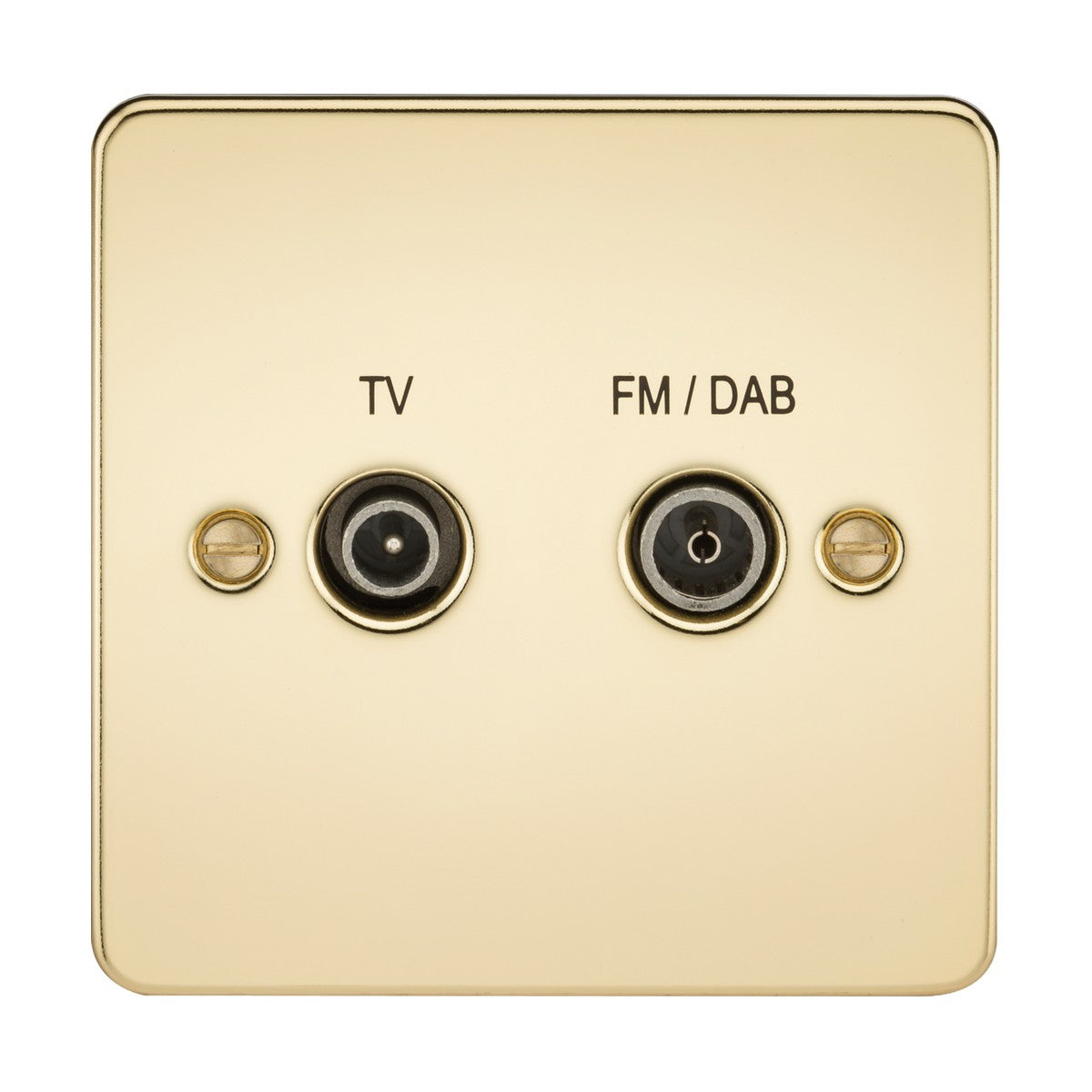 Screened Diplex Outlet (TV, FM DAB) - Polished Brass