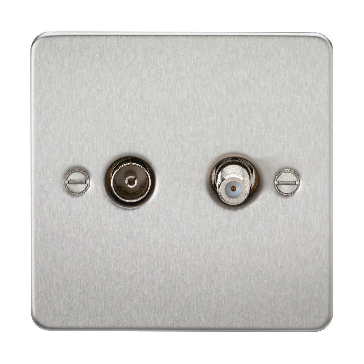 TV and SAT TV Outlet (isolated) - Brushed Chrome