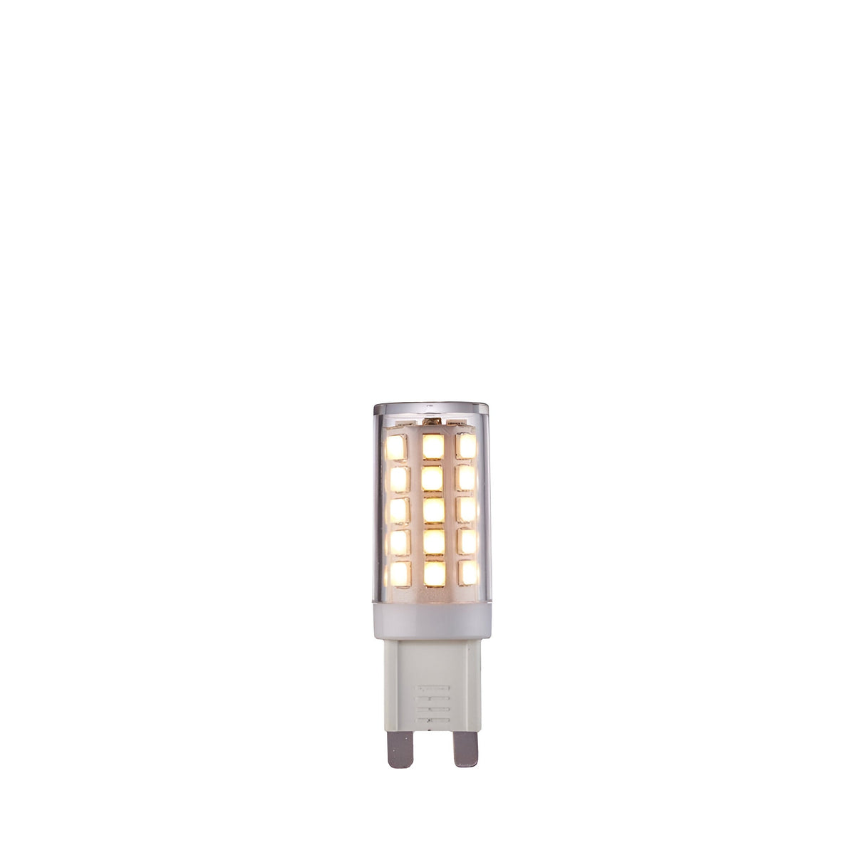 Endon 3.5W G9 LED capsule bulb with warm white surface-mounted diodes and a two-pin base, shown on a plain white background.