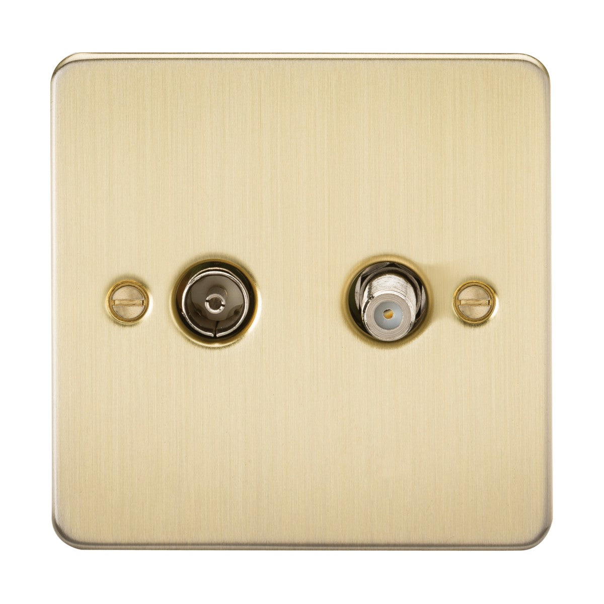 TV and SAT TV Outlet (isolated) - Brushed Brass