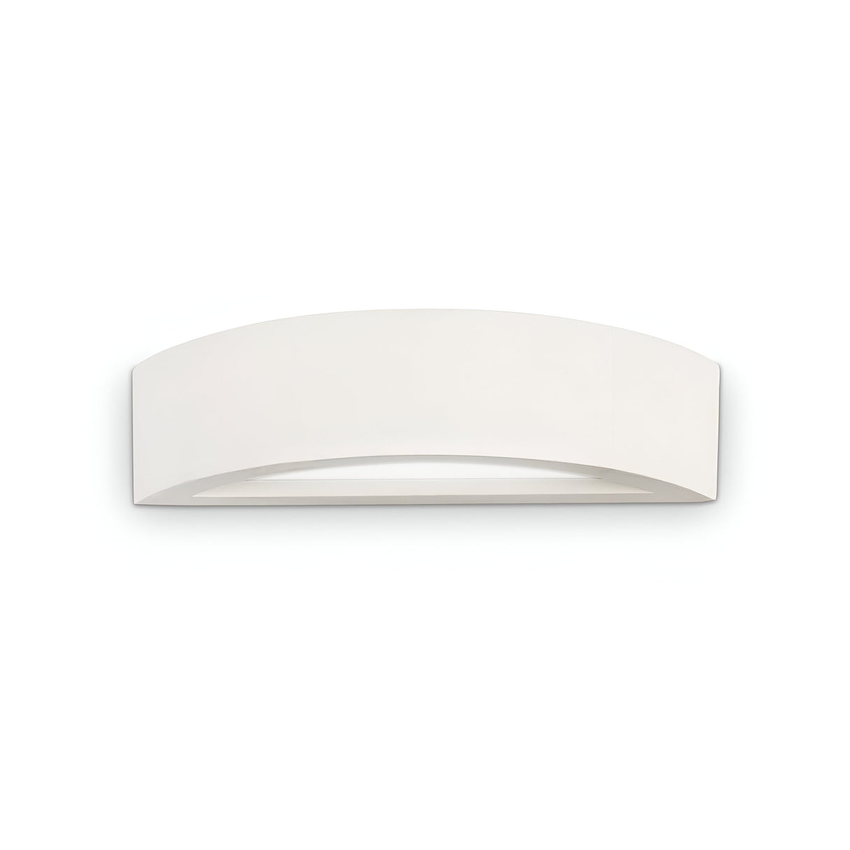The Terra Wall Light - White is a minimalist curved sconce that has a smooth surface providing dual light emission for a gentle glow. Its sleek design is unobtrusive yet distinctive against a plain white background, making it an ideal modern lighting accent.