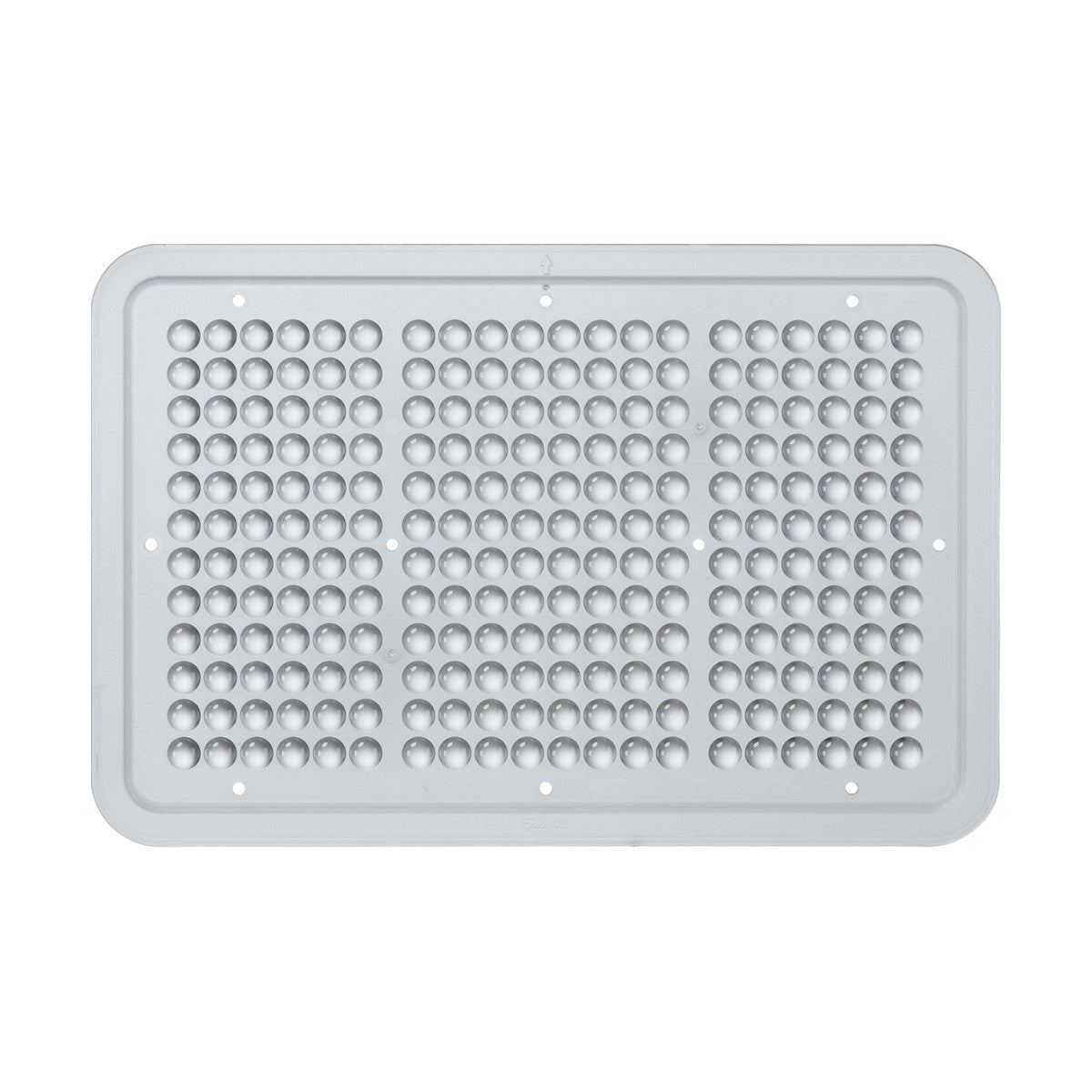 A rectangular, gray silicone mat featuring numerous small circular bumps, arranged symmetrically in rows and columns across the surface, reminiscent of the design found in the FL High Lumen 200W 60° Symmetric Lens Floodlight Accessory.