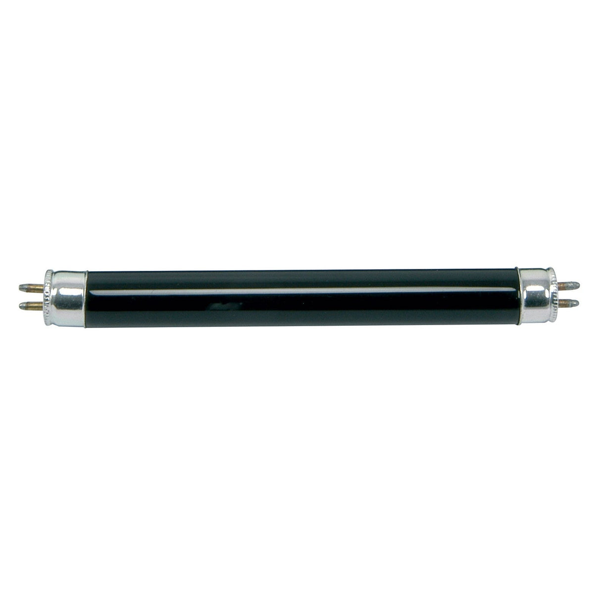 The QTX 4W 4ft UV Mini Tube Light - Black is a compact ultraviolet fluorescent tube with metal prongs on both ends, designed for fixtures needing UV lighting.