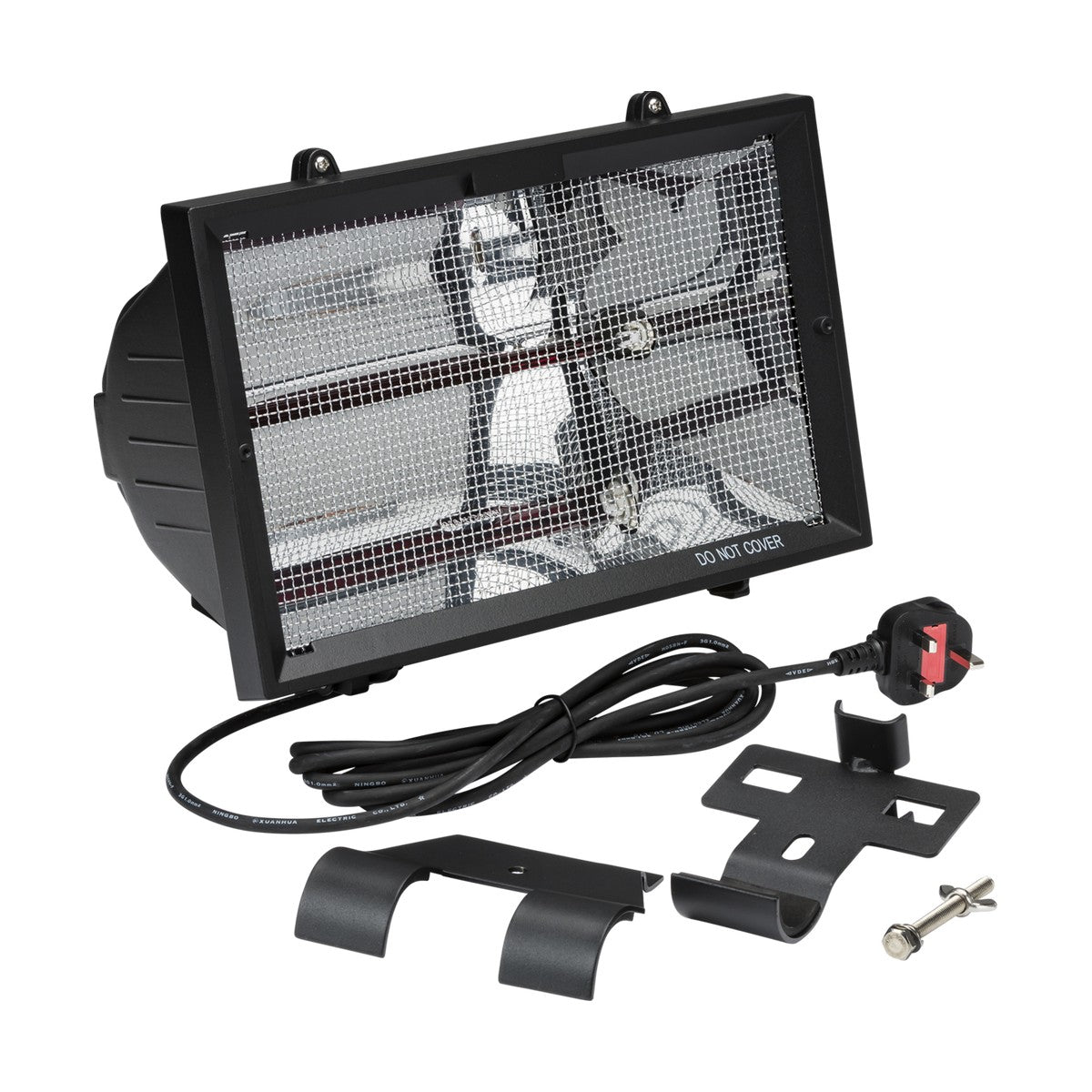 230V IP24 1.3kW shortwave infrared heater - Black