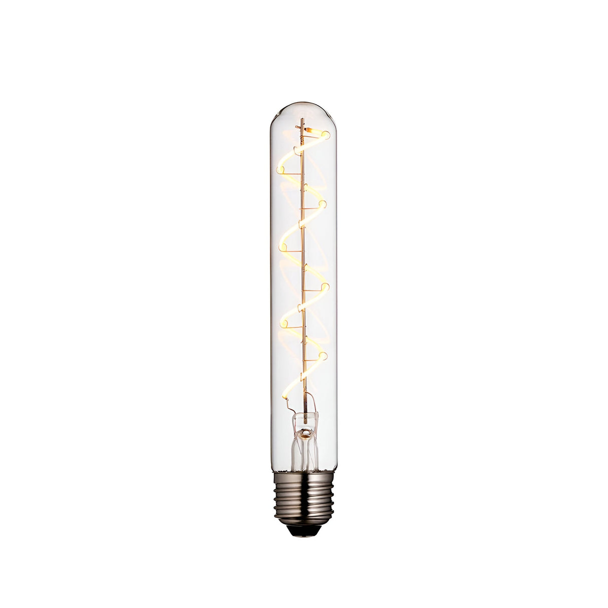 Endon 4W E27 LED filament bulb with clear tubular glass, warm white spiral filament and screw base, shown on a plain white background.