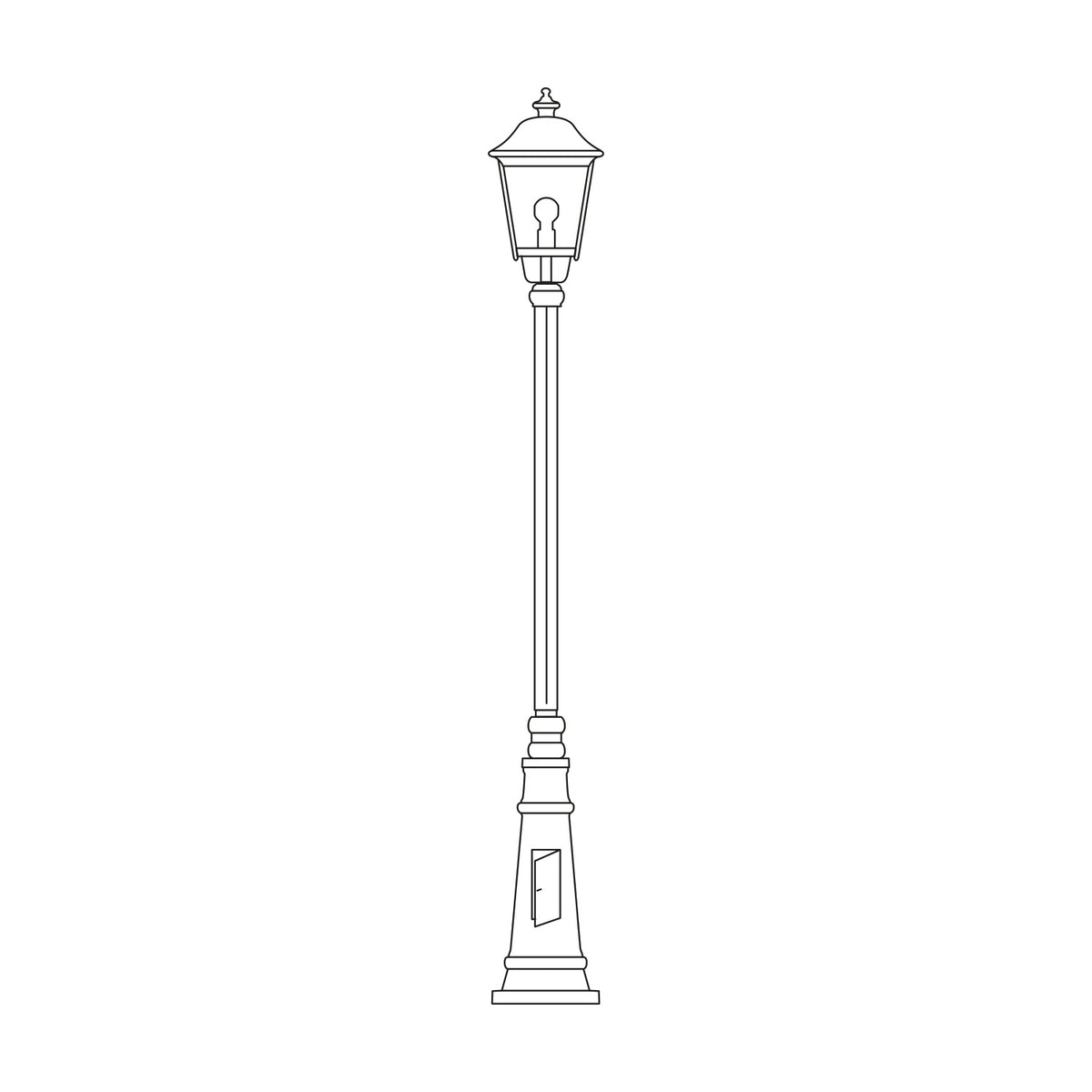 Casement Copper Top Outdoor Lamp Post, 196cm traditional-style post light with a single glazed lantern under a domed copper-finish roof on a tapered base, shown on a plain white background.