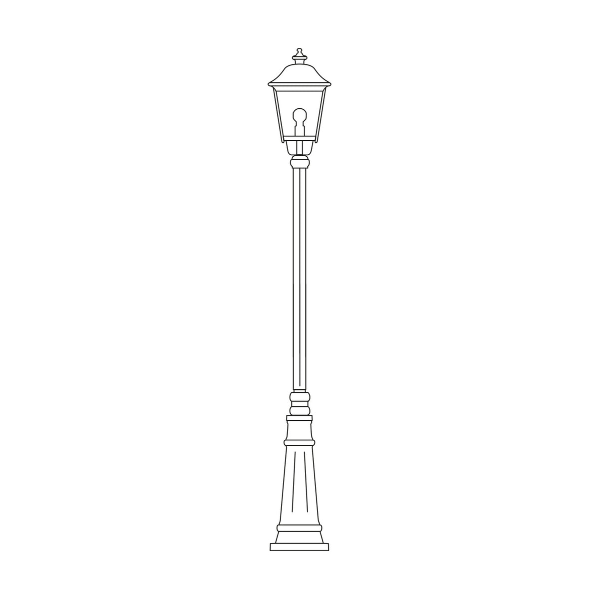 Casement Copper Top Outdoor Lamp Post, 196cm tall cast column with a single glazed lantern under a domed copper roof, traditional style, shown on a plain white background.