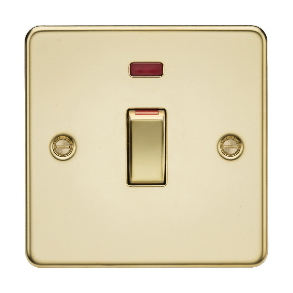 45A DP Switch Neon (1 Gang Size) - Polished Brass