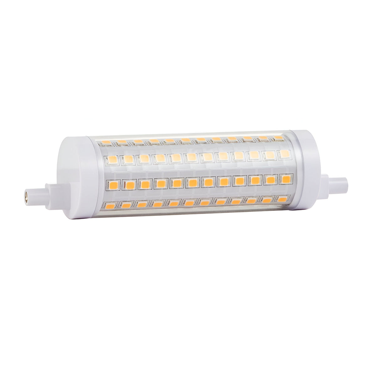 Endon 13W R7s LED bulb in warm white, slim double-ended linear form with visible SMD LEDs and white end caps, shown on a plain white background.