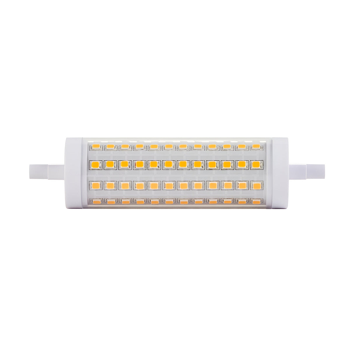 Endon 13W R7s LED bulb in warm white, slim double-ended linear lamp with visible SMD LEDs along a white body, shown on a plain white background.