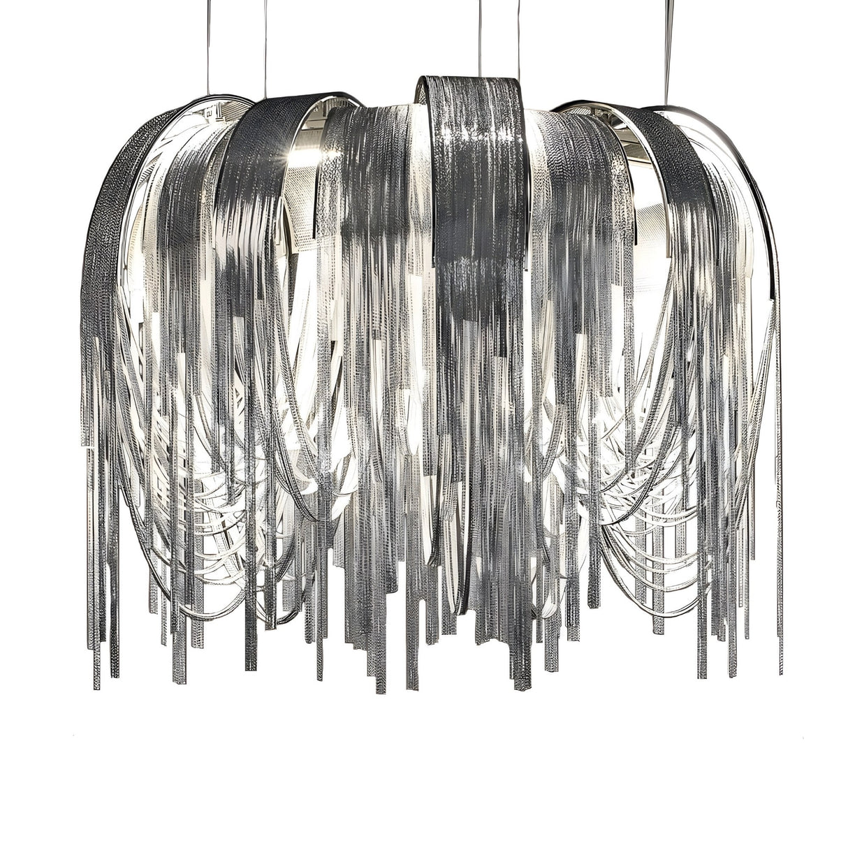 Symphonia 10 Light Metal Chain Veil Small Chandelier - Nickel