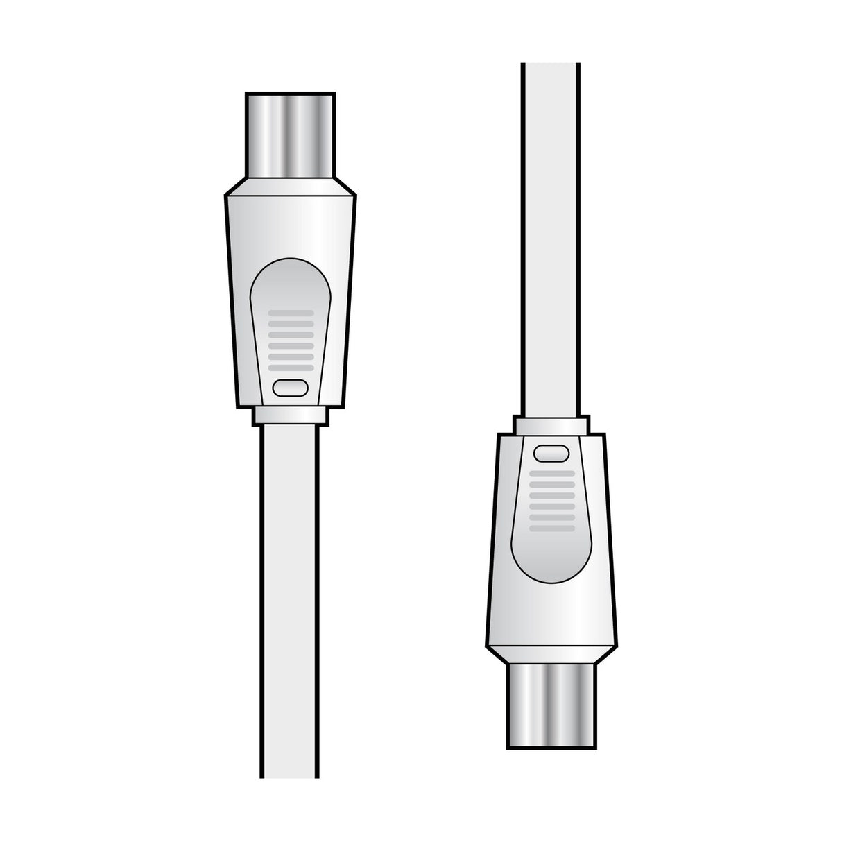 AV:Link 4.0m coaxial aerial cable illustration showing two white plug-to-plug connectors with ridged grips on a plain white background.