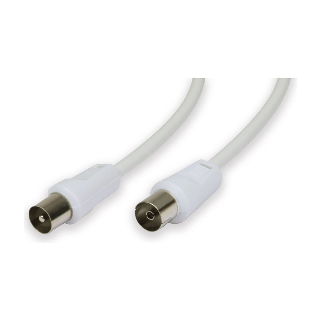 AV:Link 2.0m coaxial extension lead with white cable, male plug and female socket connectors in silver, shown on a plain white background.