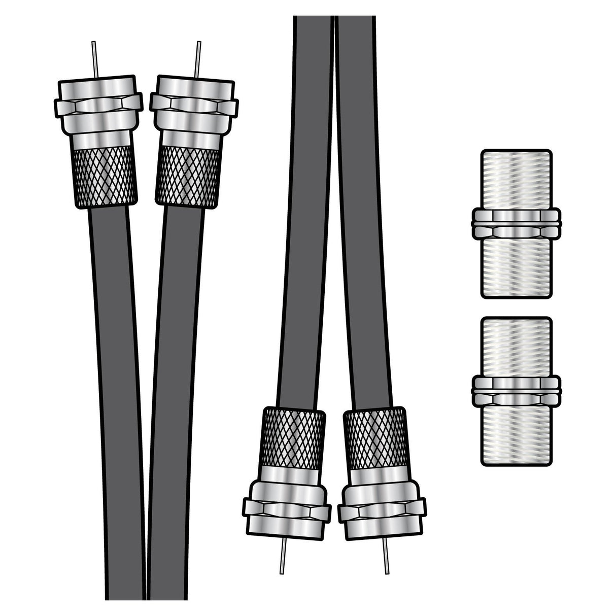 AV:Link Twin RG6 Satellite Extension Kit - 1m
