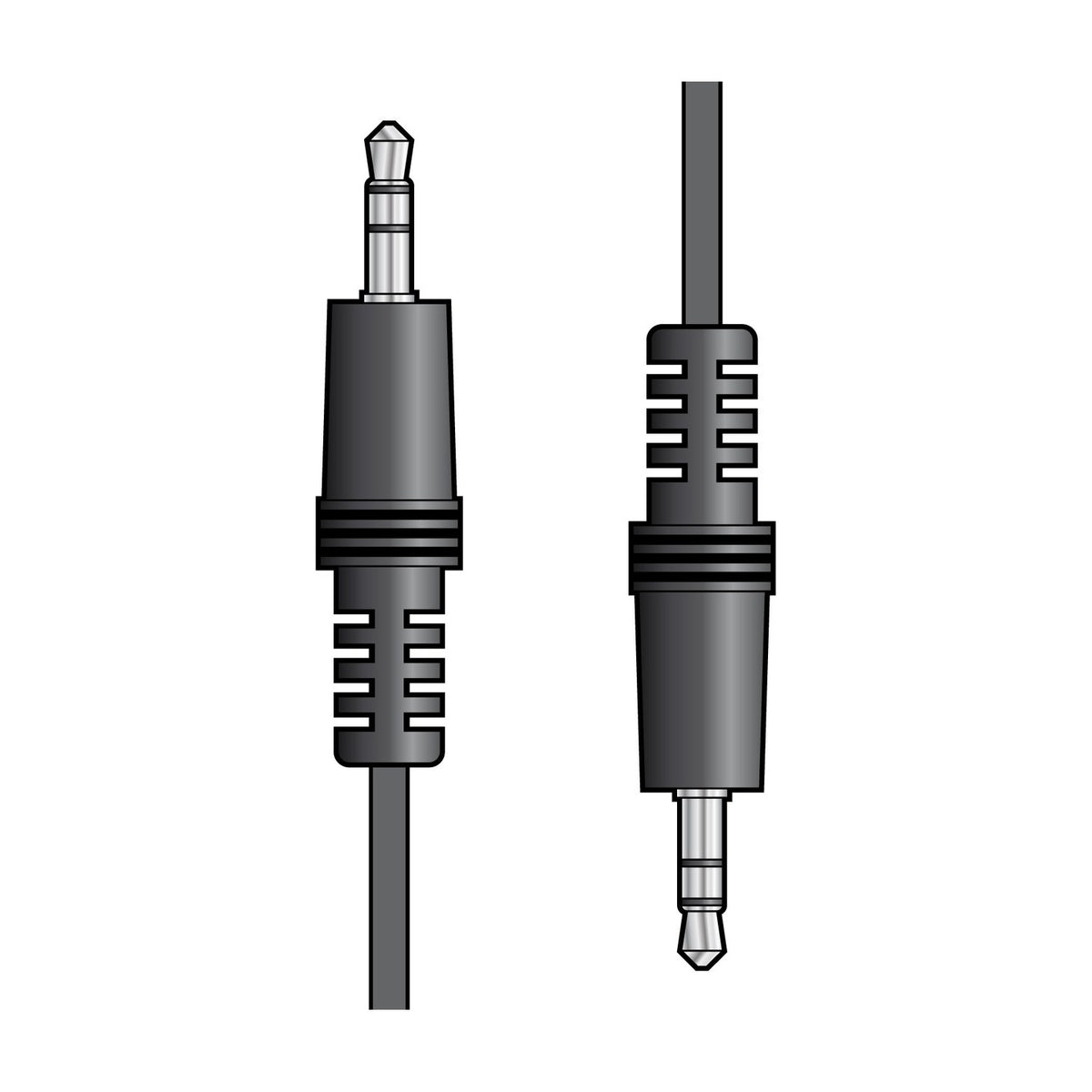 AV:Link 3.5mm stereo jack to jack 6.0m audio lead shown with both black moulded plug ends and silver tips on a plain white background.