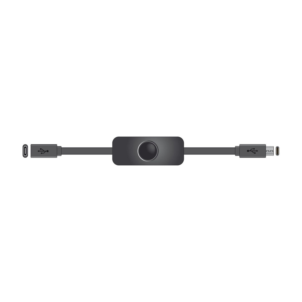 AV:Link USB Type-C extension cable by AVSL with inline power switch in the middle of the black lead, shown on a plain white background.