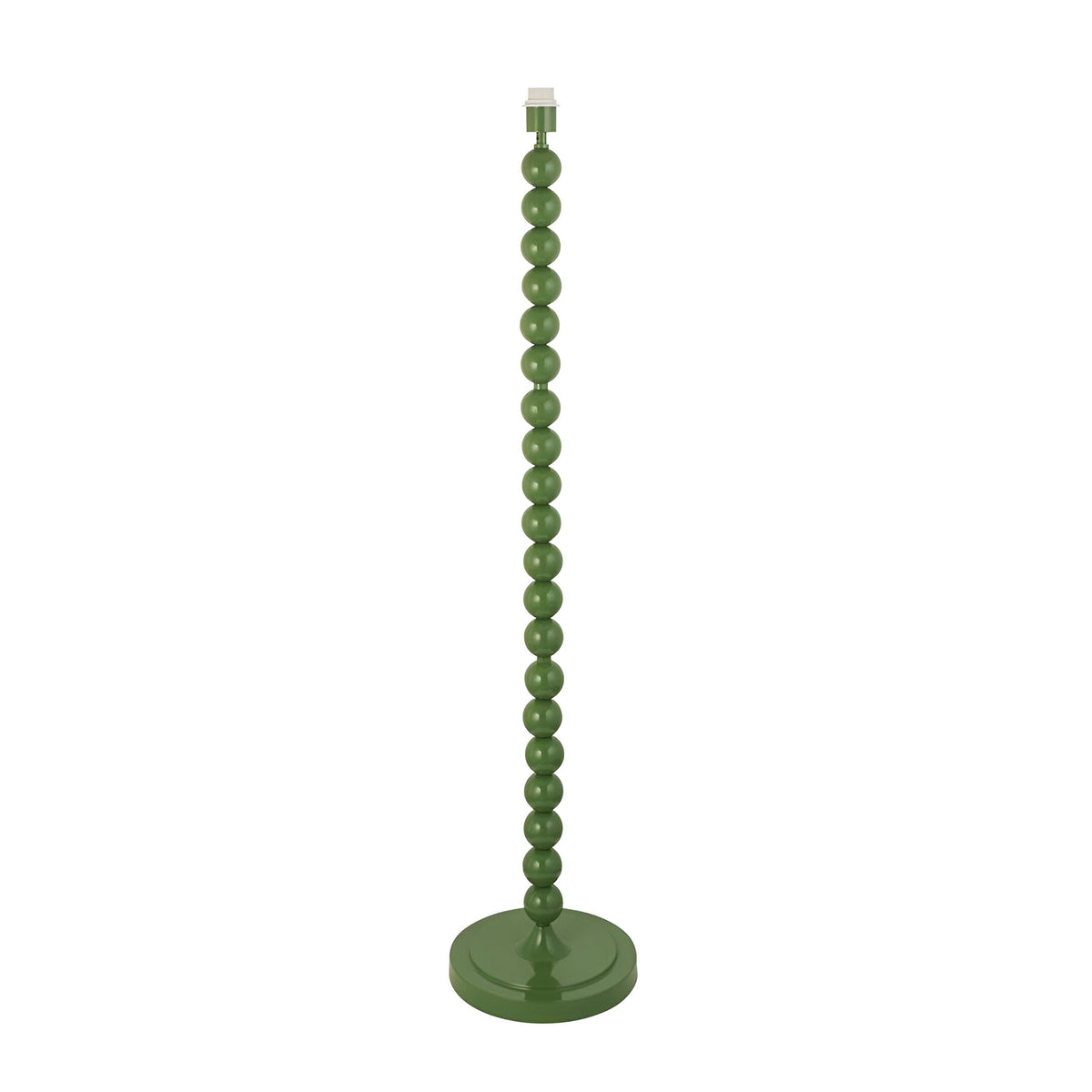 Brenleigh Floor Lamp base in green, tall stacked metal sphere design on a round base, E27 fitting, plain white background.