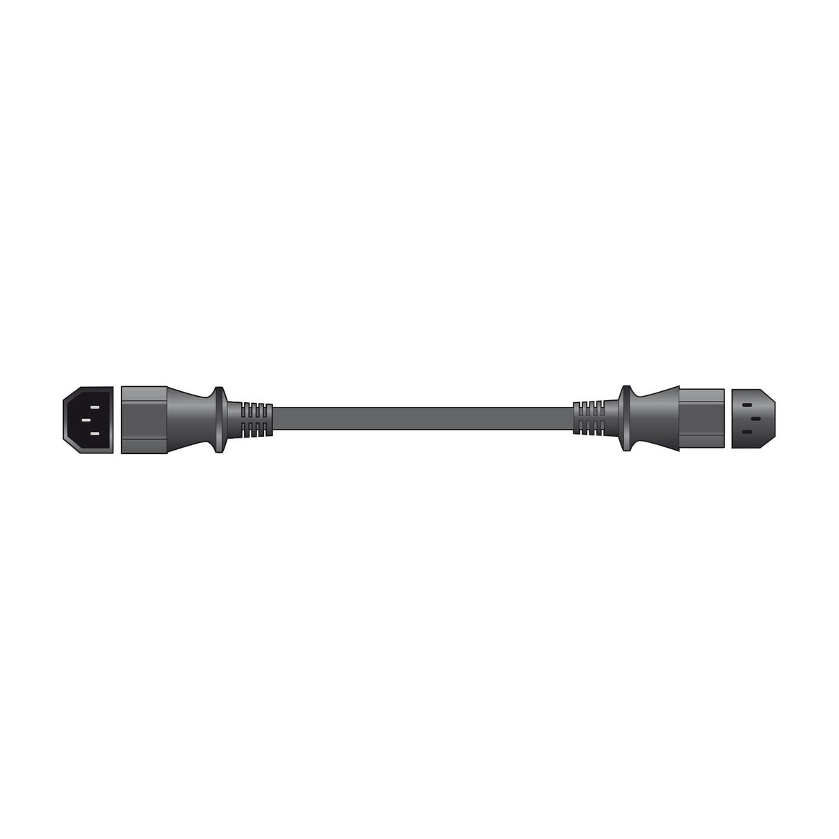 Mercury 1m IEC extension lead by AVSL with black C14 plug and C13 socket connectors on a plain white background.