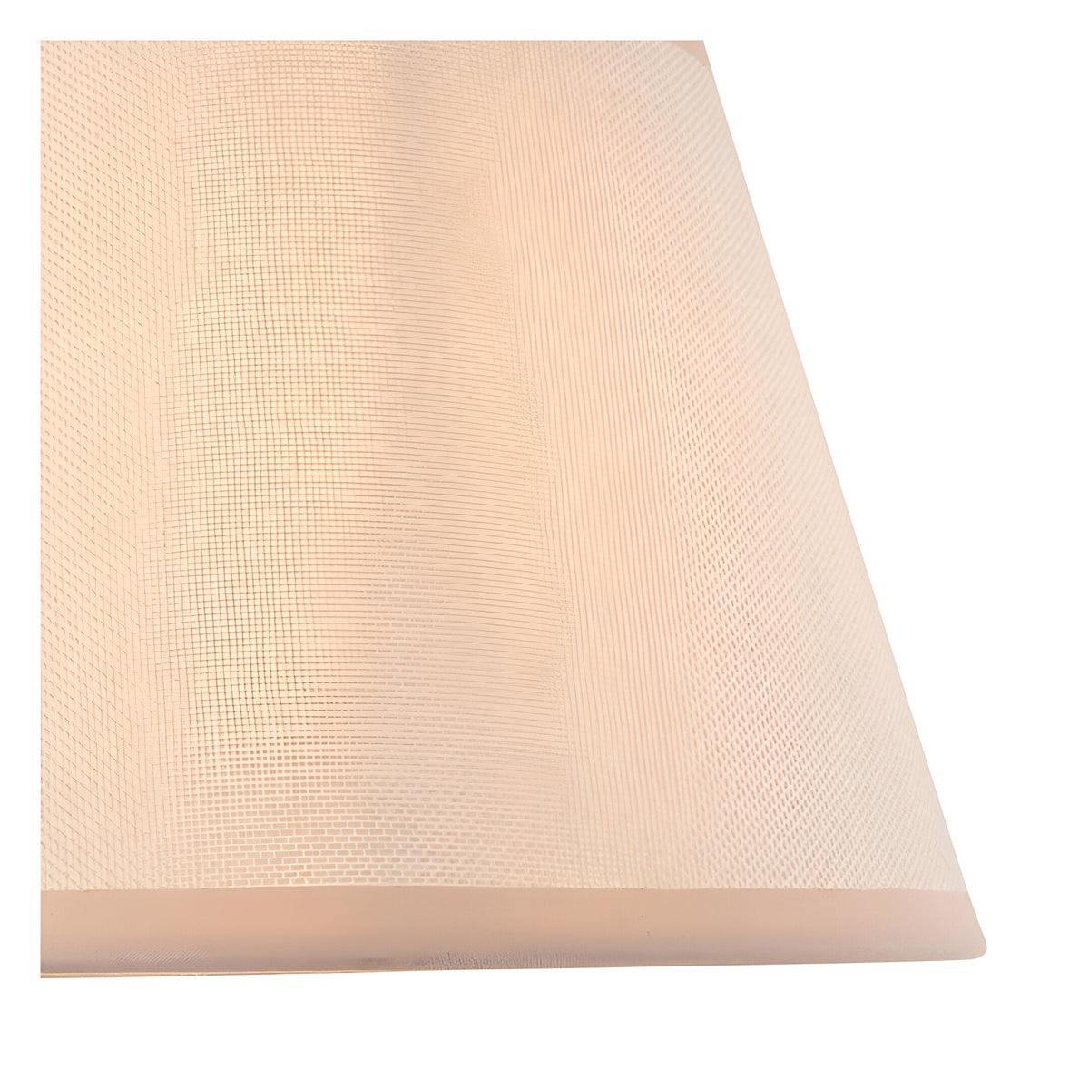 Close-up of the Aldworth Ivy Wall Light's tapered fabric shade in vintage white with an almond white taped edge, shown on a plain white background.