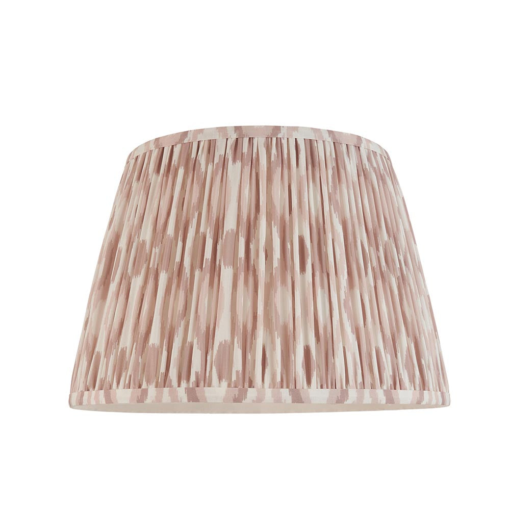 Bevbury Ikat Floor Lamp shade close-up in pleated faux silk with pink and cream ikat pattern, shown against a plain white background.