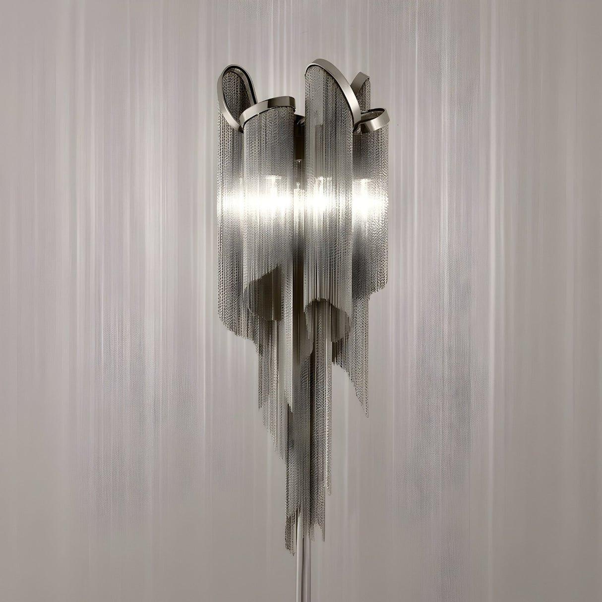 Valora 2 Light Metal Chain Veil Floor Lamp - Nickel